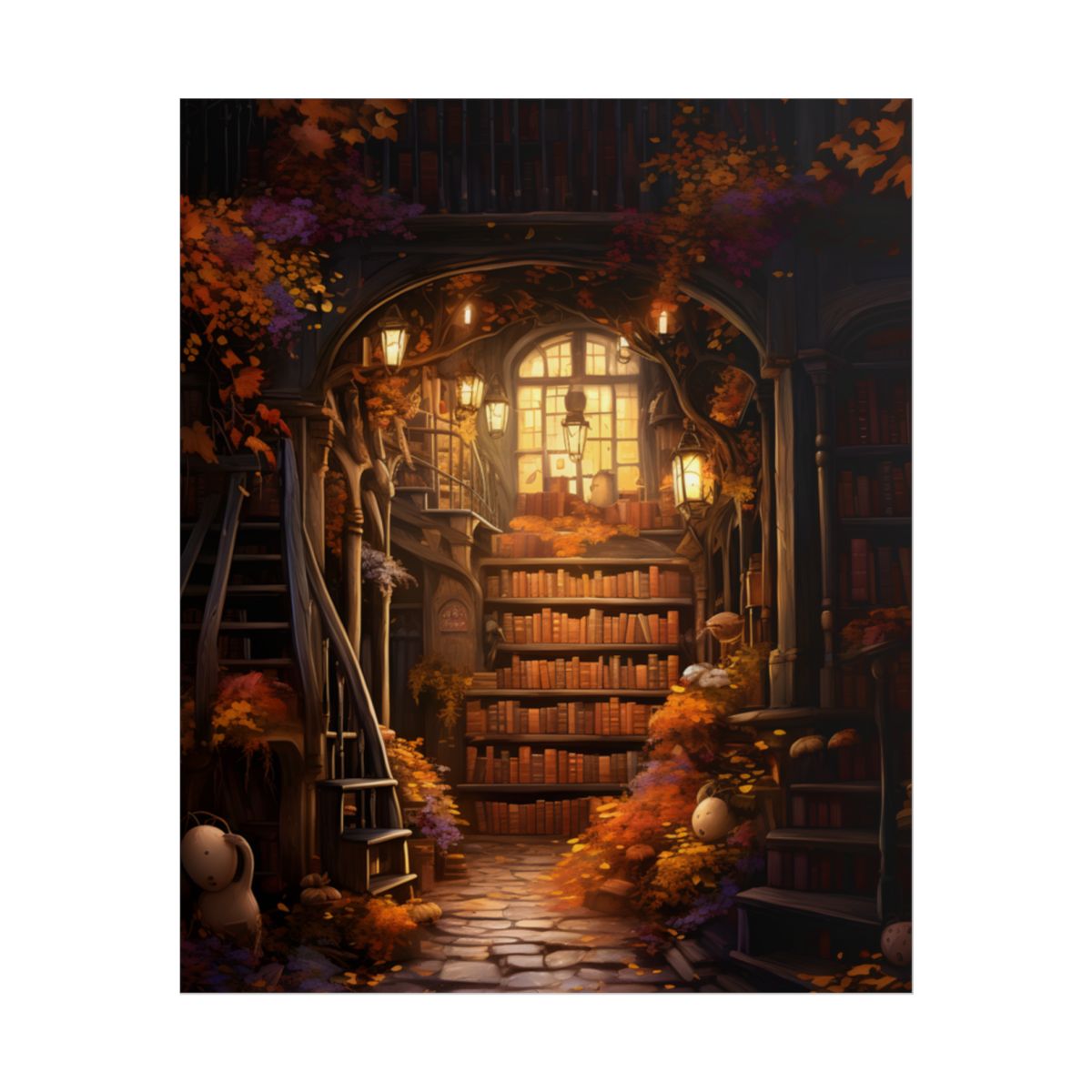 Whimsical Magical Bookshop: Enchanting Artwork in a Hidden Corner - Poster