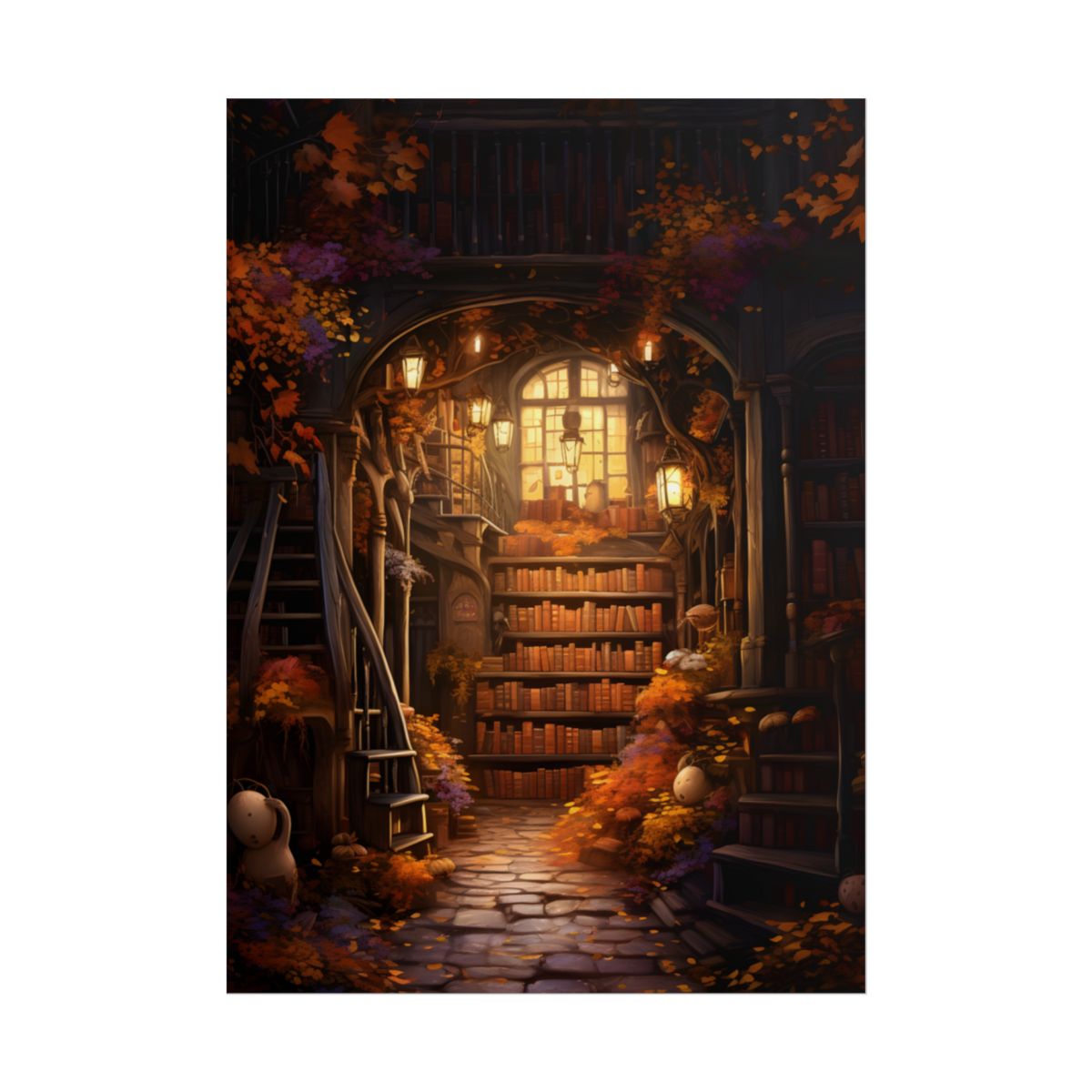 Whimsical Magical Bookshop: Enchanting Artwork in a Hidden Corner - Poster