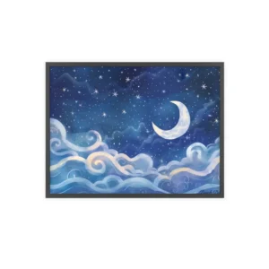 Crescent Moon Night Sky Framed Poster