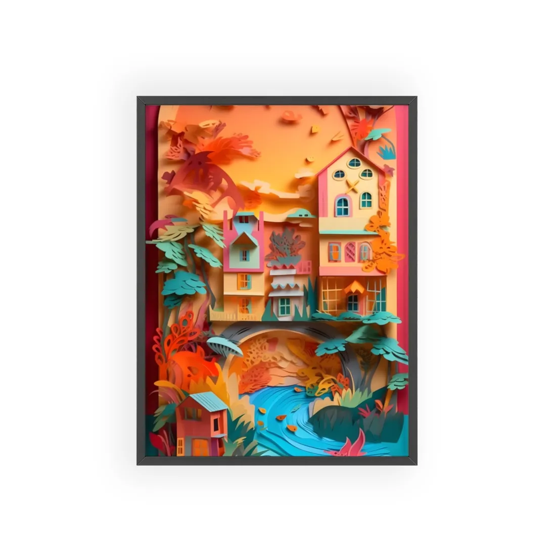 Whimsical Paper Quilling Illusion: Realistic Photograph - Framed Poster