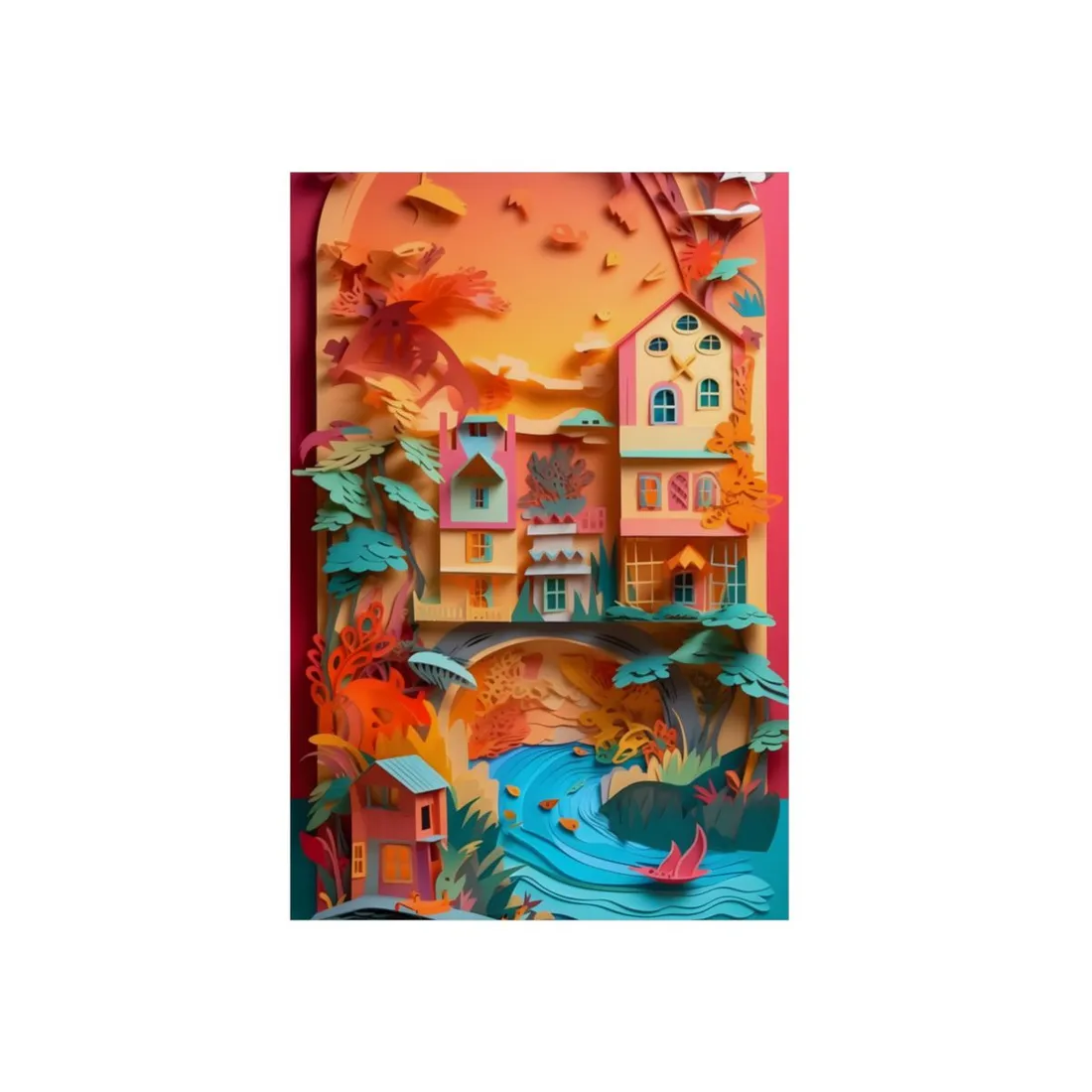 Whimsical Paper Quilling Illusion: Realistic Photograph - Metal Poster