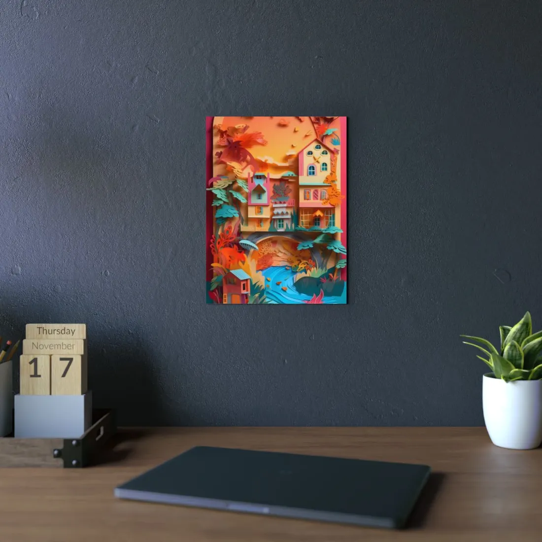 Whimsical Paper Quilling Illusion: Realistic Photograph - Metal Poster