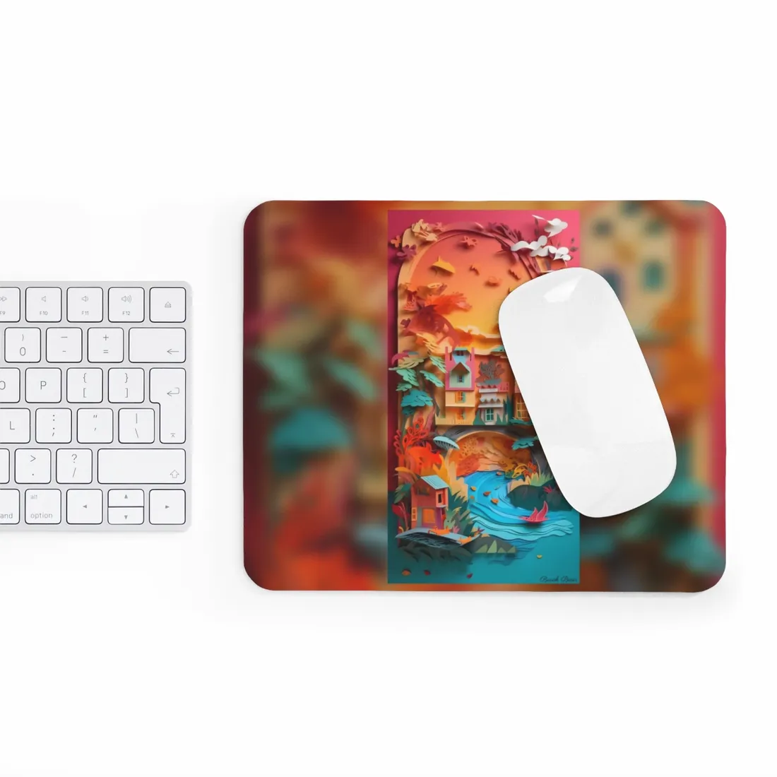 Whimsical Paper Quilling Illusion: Realistic Photograph - Mouse Pad