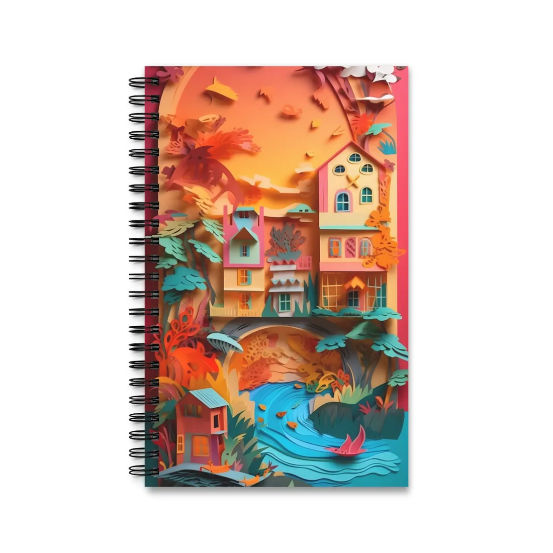 Whimsical Paper Quilling Illusion: Realistic Photograph - Spiral Notebook