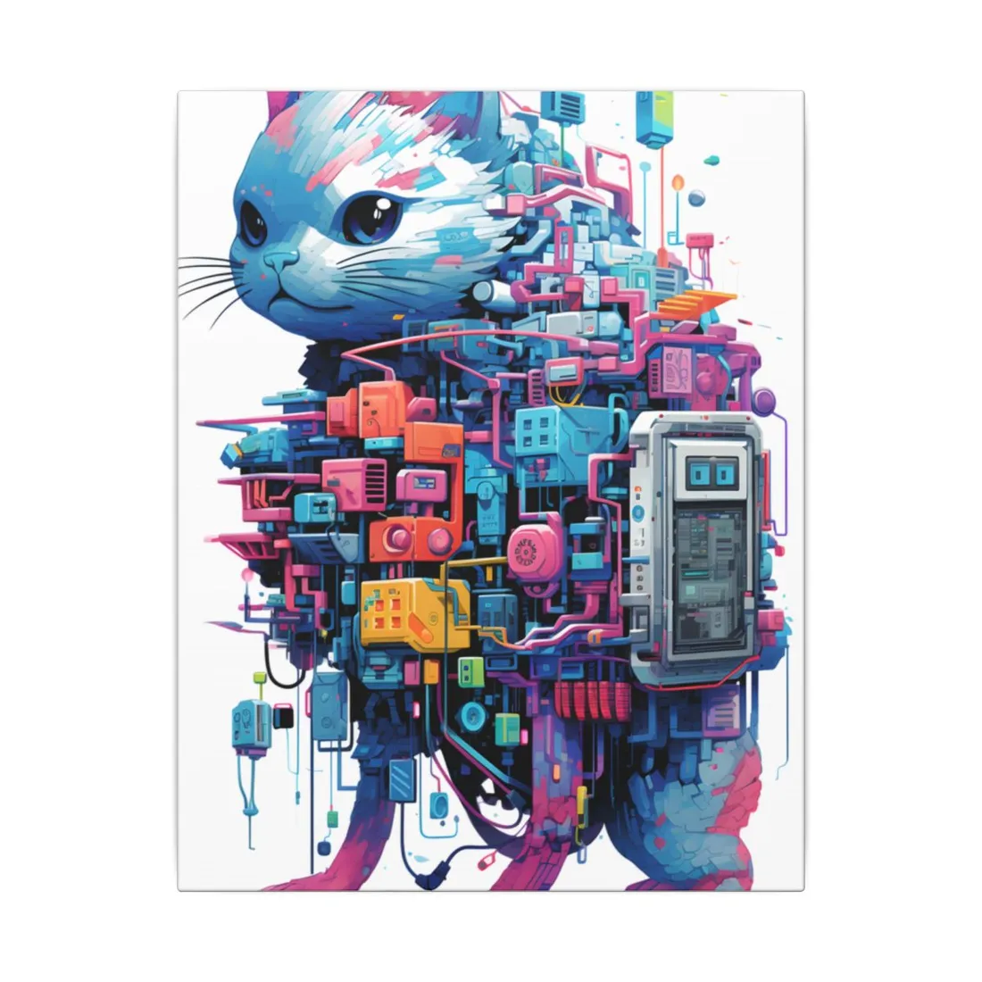 Whimsical Pixelated Cyber Pet: Retro-Style Digital Art - Canvas