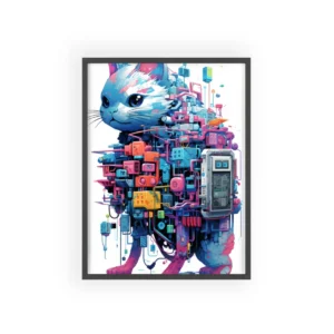 Cat Made of Circuitry Framed Poster