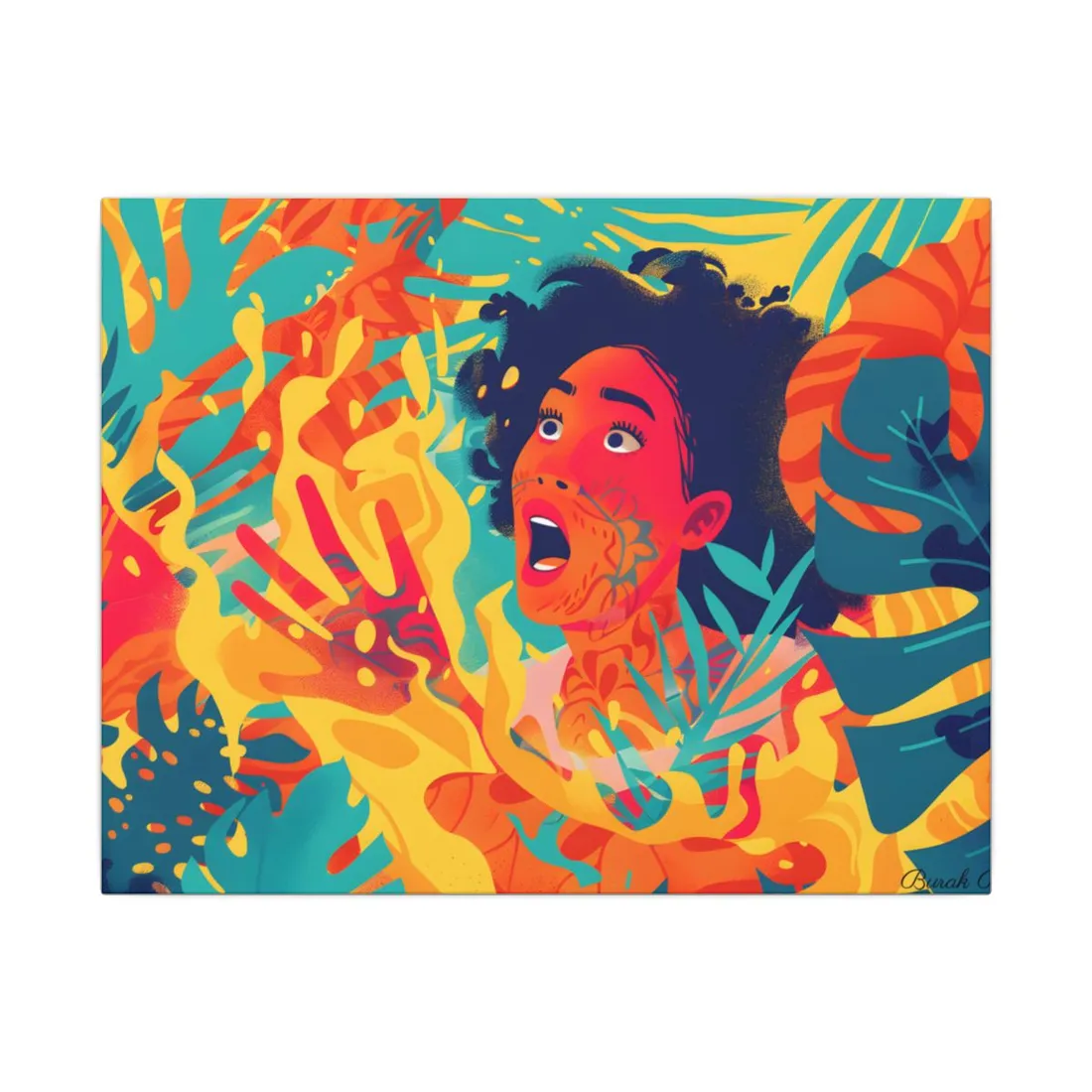 Whimsical Plant Illustration: Digital Cartoon Art - Canvas