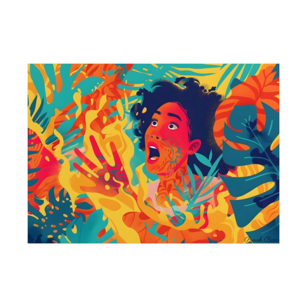 Whimsical Plant Illustration: Digital Cartoon Art - Poster