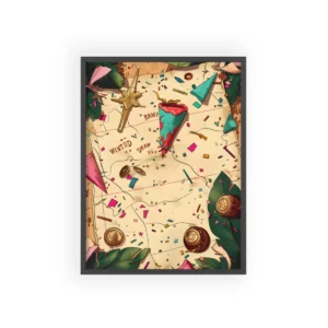 Treasure Map with Confetti Framed Poster