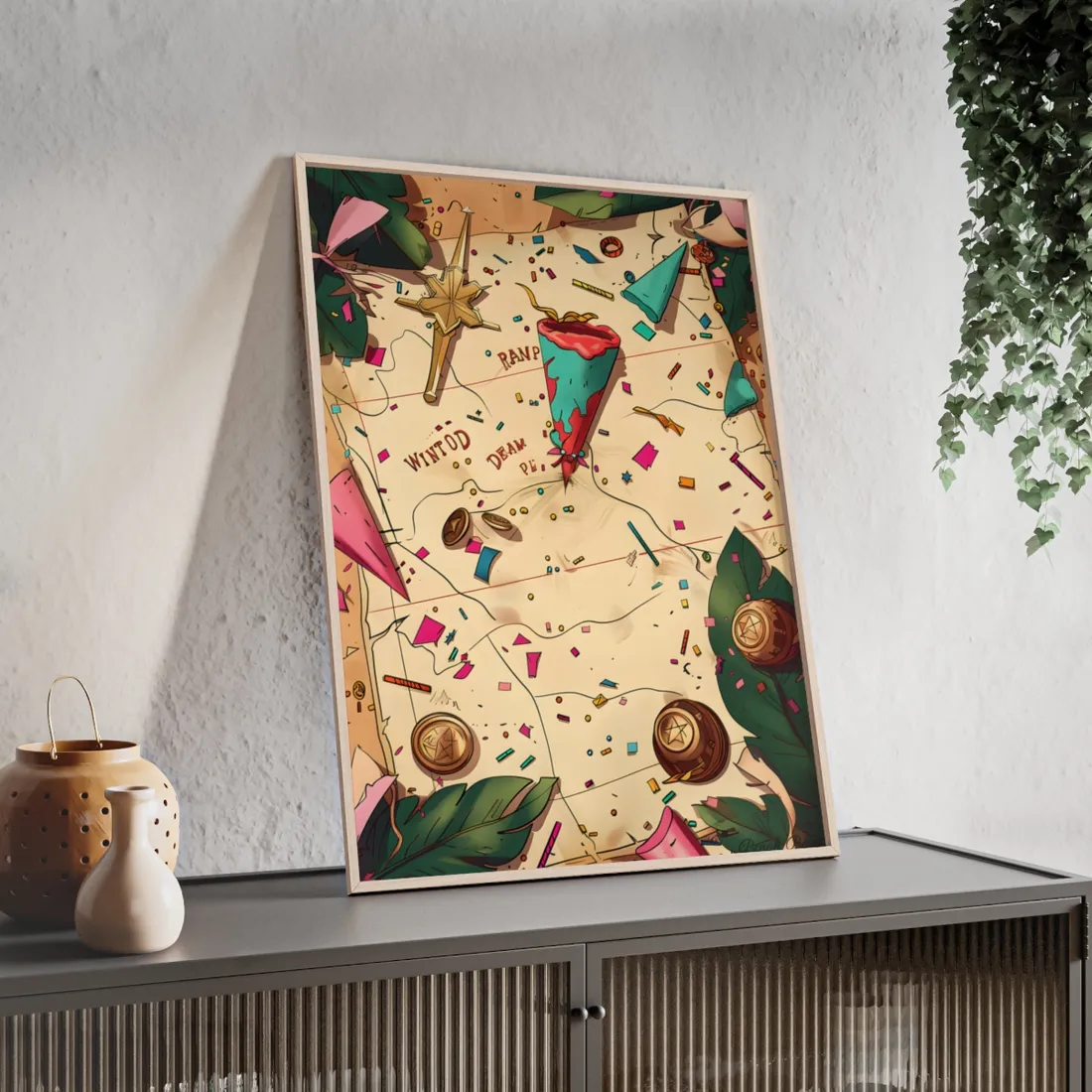 Whimsical Portrait with a Large Nose - Framed Poster