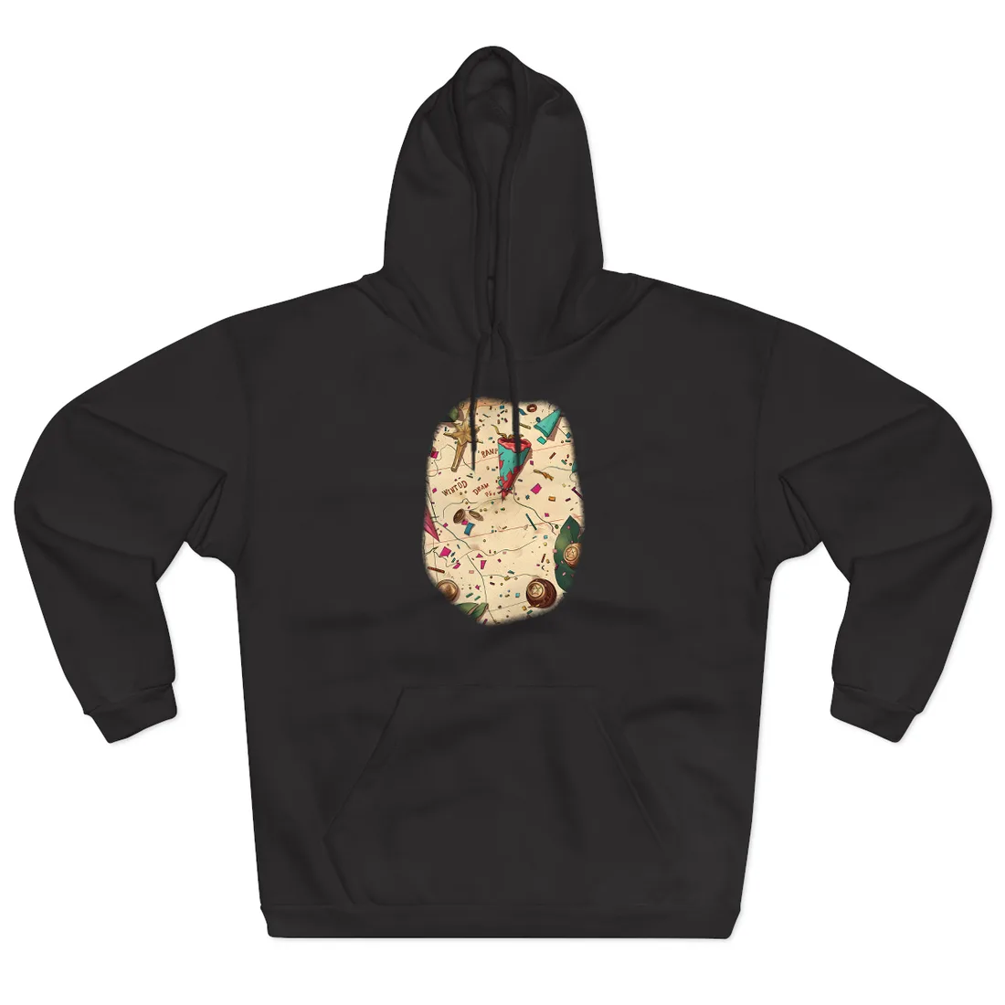 Whimsical Portrait with a Large Nose - Hoodie (Black)