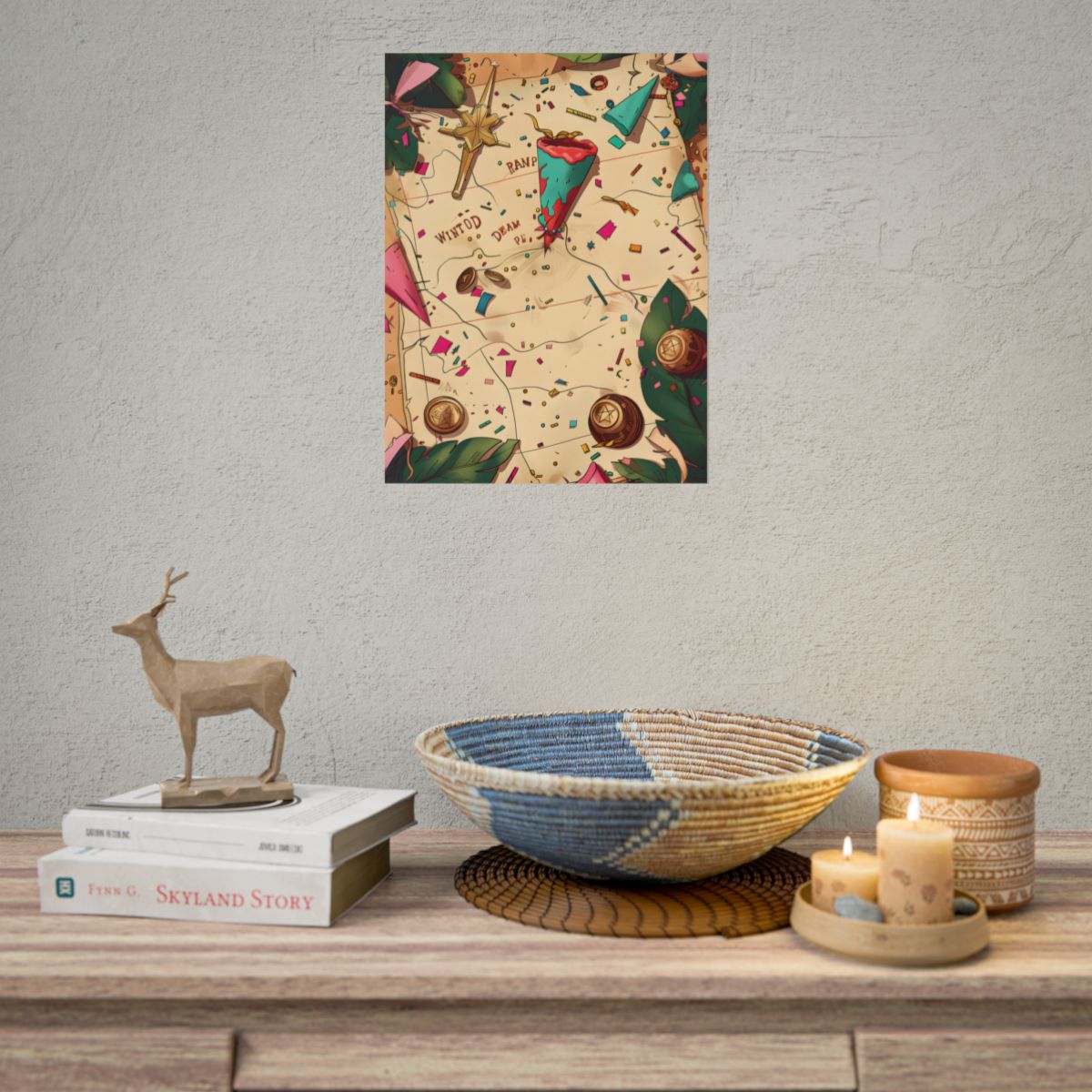 Vintage Treasure Map Illustration: Adventure Parchment Art – Poster, lifestyle mockup