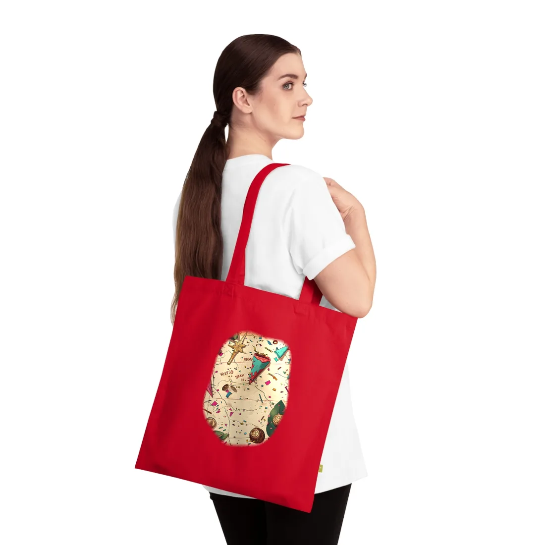 Whimsical Portrait with a Large Nose - Tote Bag (Classic Red)