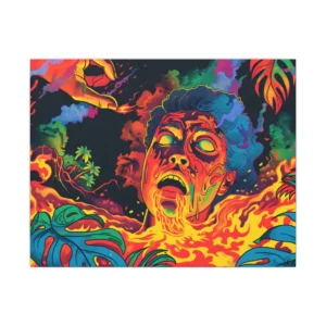 Melting Face in Flames Canvas Print