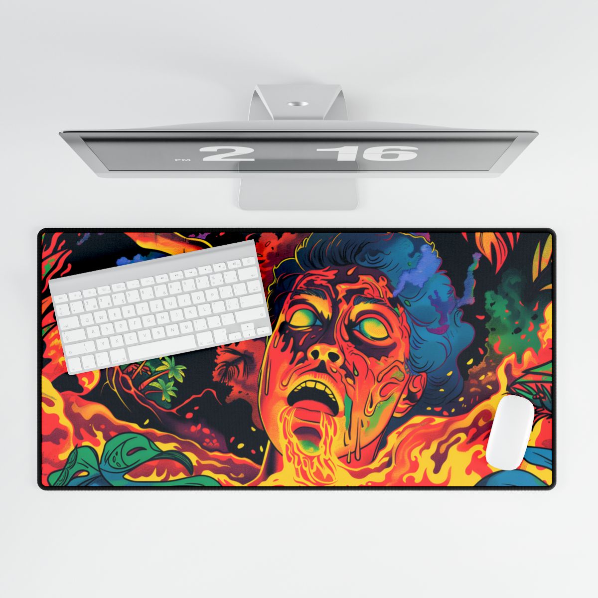 Whimsical Reading Moment: Cartoonish Illustration - Desk Mat
