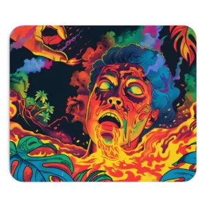 Melting Face in Flames Mouse Pad