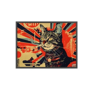 Retro Tabby Cat Rays Framed Poster