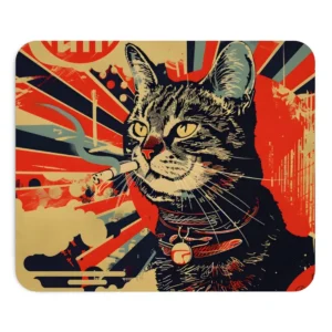 Retro Tabby Cat Rays Mouse Pad