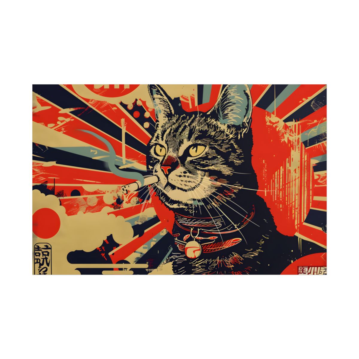 Whimsical Urban Wildlife: Cat Art in a Bolstered Setting - Poster