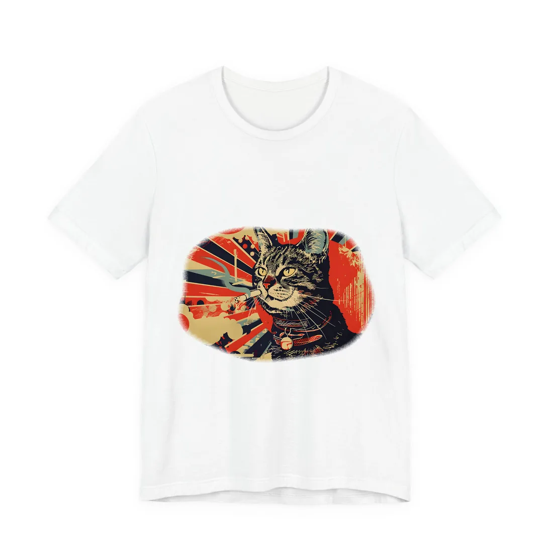 Whimsical Urban Wildlife: Cat Art in a Bolstered Setting - T-Shirt (White)