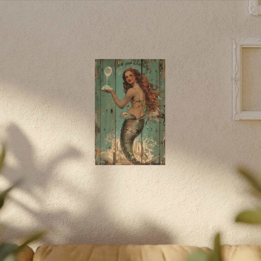 Whimsical Vintage Mermaid: A Soap Bubble Serenade - Canvas