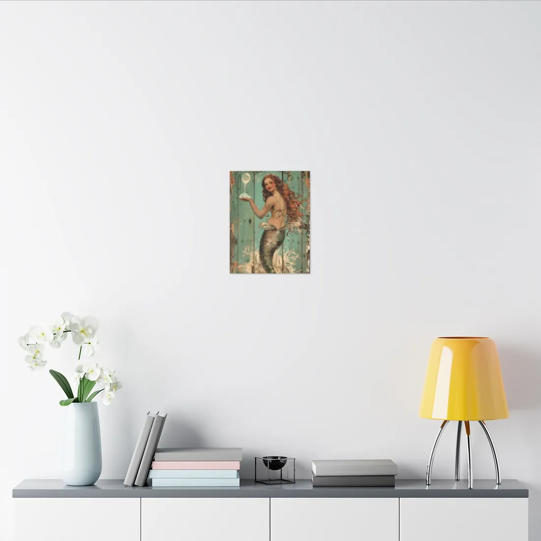 Whimsical Vintage Mermaid: A Soap Bubble Serenade - Canvas