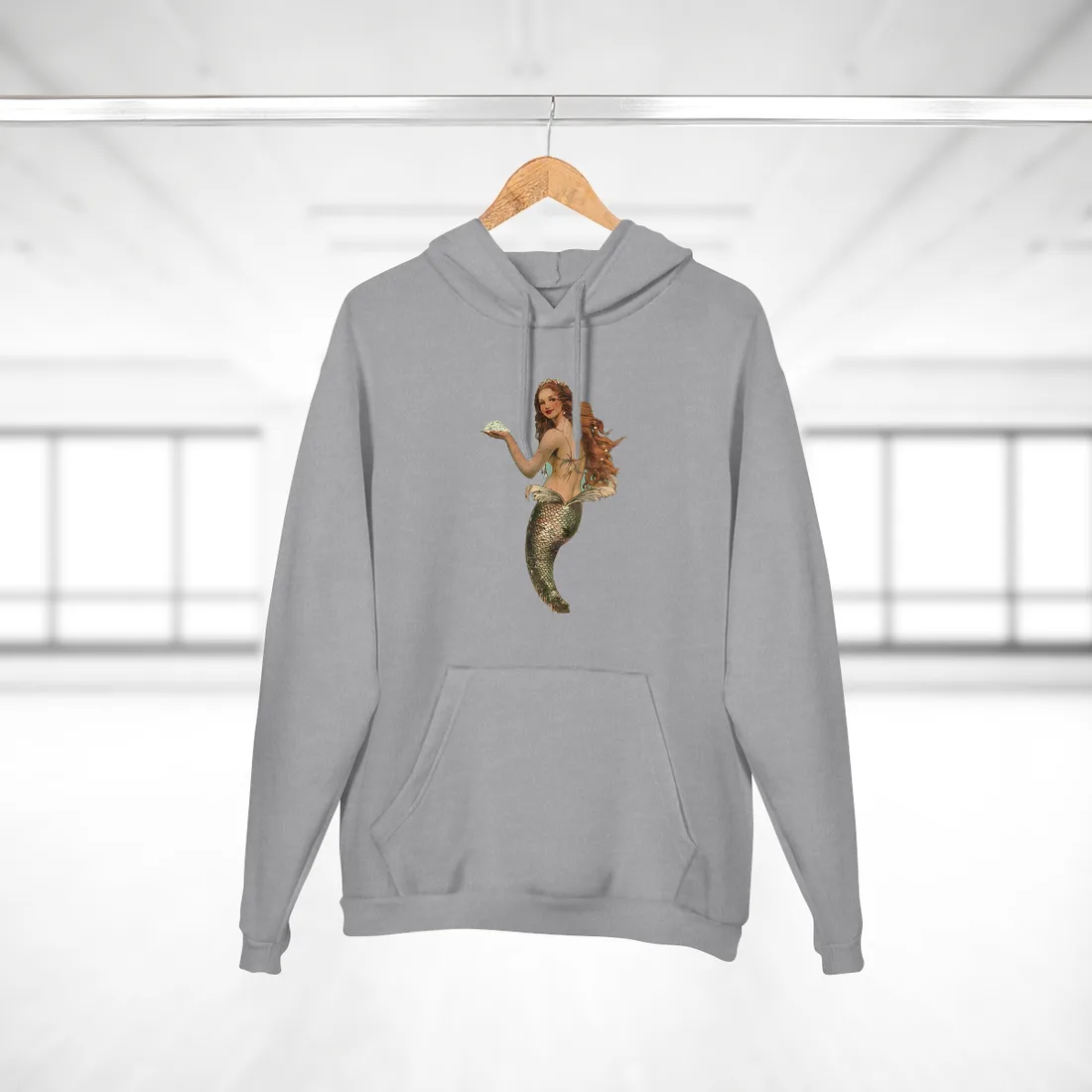 Whimsical Vintage Mermaid: A Soap Bubble Serenade - Hoodie (Heather Grey)