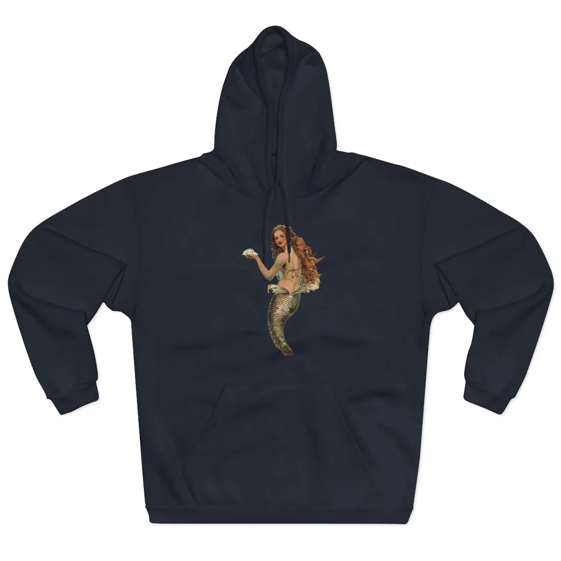 Whimsical Vintage Mermaid: A Soap Bubble Serenade - Hoodie (Navy)