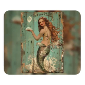 Vintage Mermaid on Teal Mouse Pad