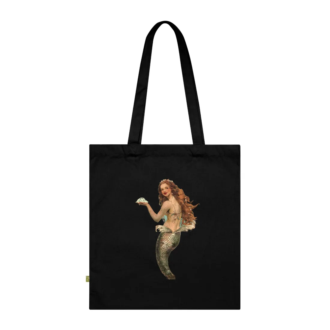 Whimsical Vintage Mermaid: A Soap Bubble Serenade - Tote Bag (Black)