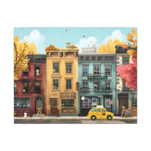 Autumn Townhouse Street Canvas Print