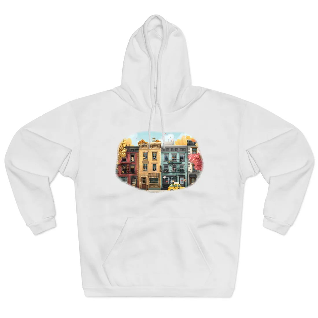 Whimsical Wonder: Playful Yellow Building - Hoodie (White)