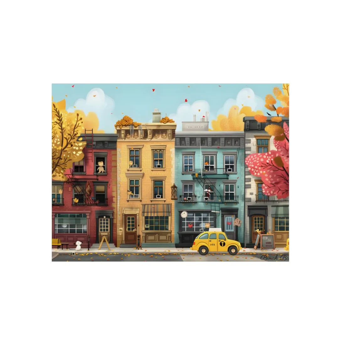 Whimsical Wonder: Playful Yellow Building - Metal Poster
