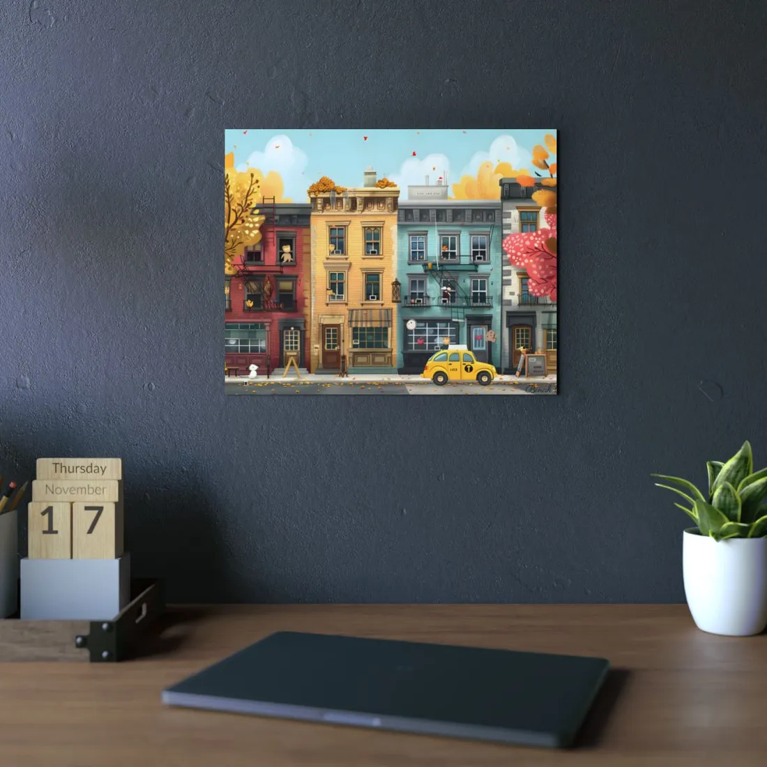 Whimsical Wonder: Playful Yellow Building - Metal Poster