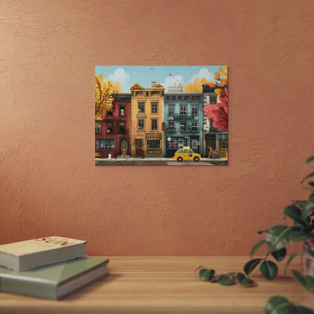 Whimsical Wonder: Playful Yellow Building - Metal Poster