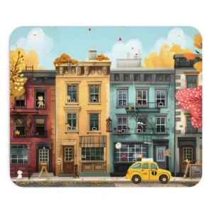 Autumn Townhouse Street Mouse Pad