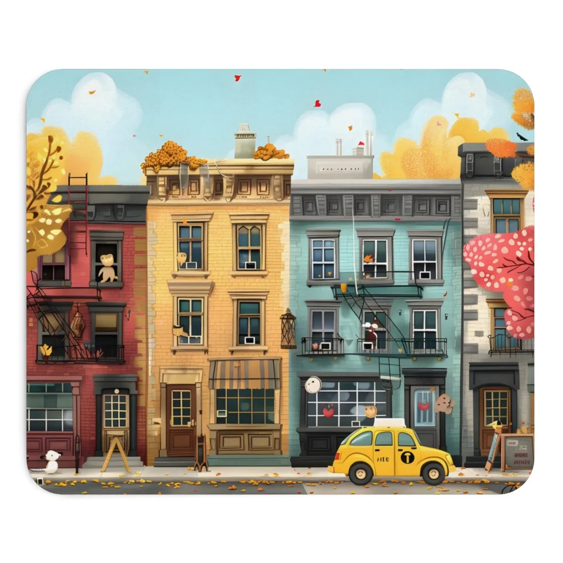 Whimsical Wonder: Playful Yellow Building - Mouse Pad