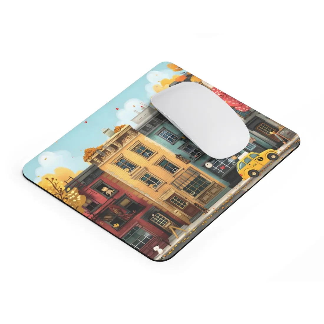 Whimsical Wonder: Playful Yellow Building - Mouse Pad