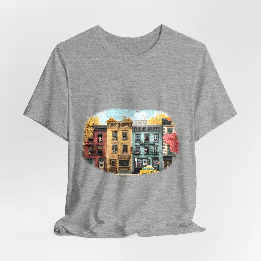 Whimsical Wonder: Playful Yellow Building - T-Shirt (Athletic Heather)