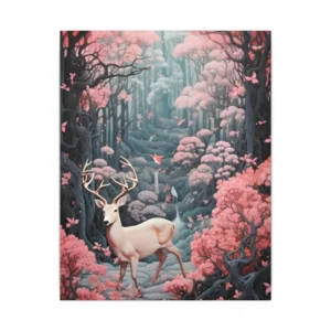 Deer in Pink Forest Canvas Print
