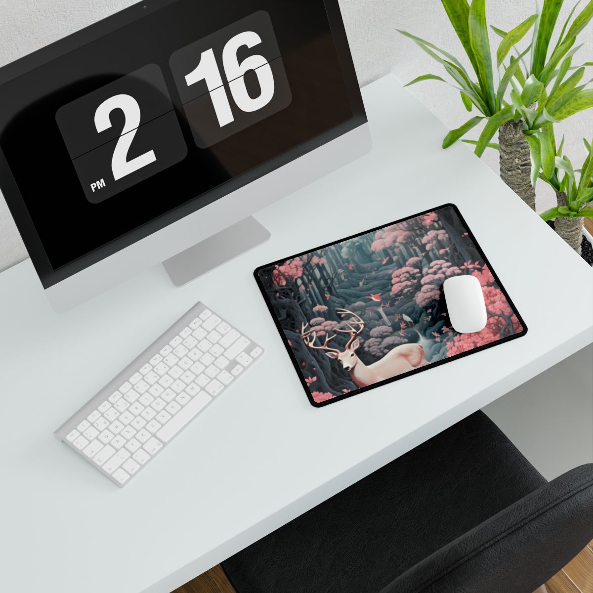 Whimsical Woodland Haven: Six Friends' Enchanted Forest - Desk Mat