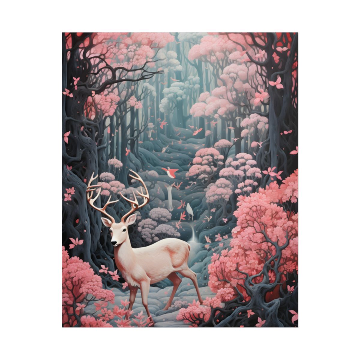 Whimsical Woodland Haven: Six Friends' Enchanted Forest - Poster