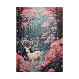 Deer in Pink Forest Poster