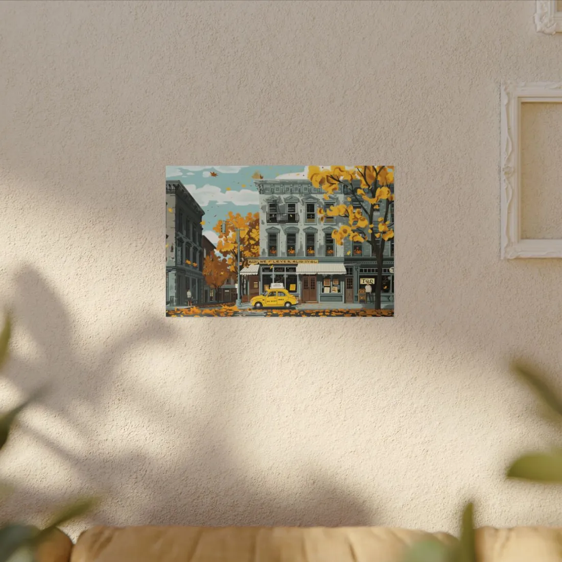 Whimsical Yellow Building: Ornate Illustration - Canvas