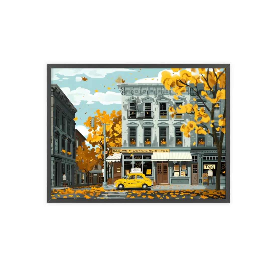 Whimsical Yellow Building: Ornate Illustration - Framed Poster