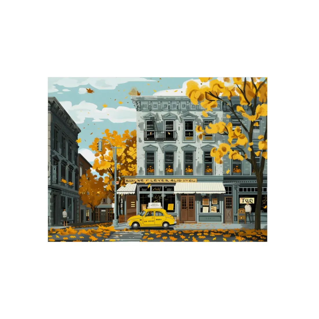 Whimsical Yellow Building: Ornate Illustration - Metal Poster