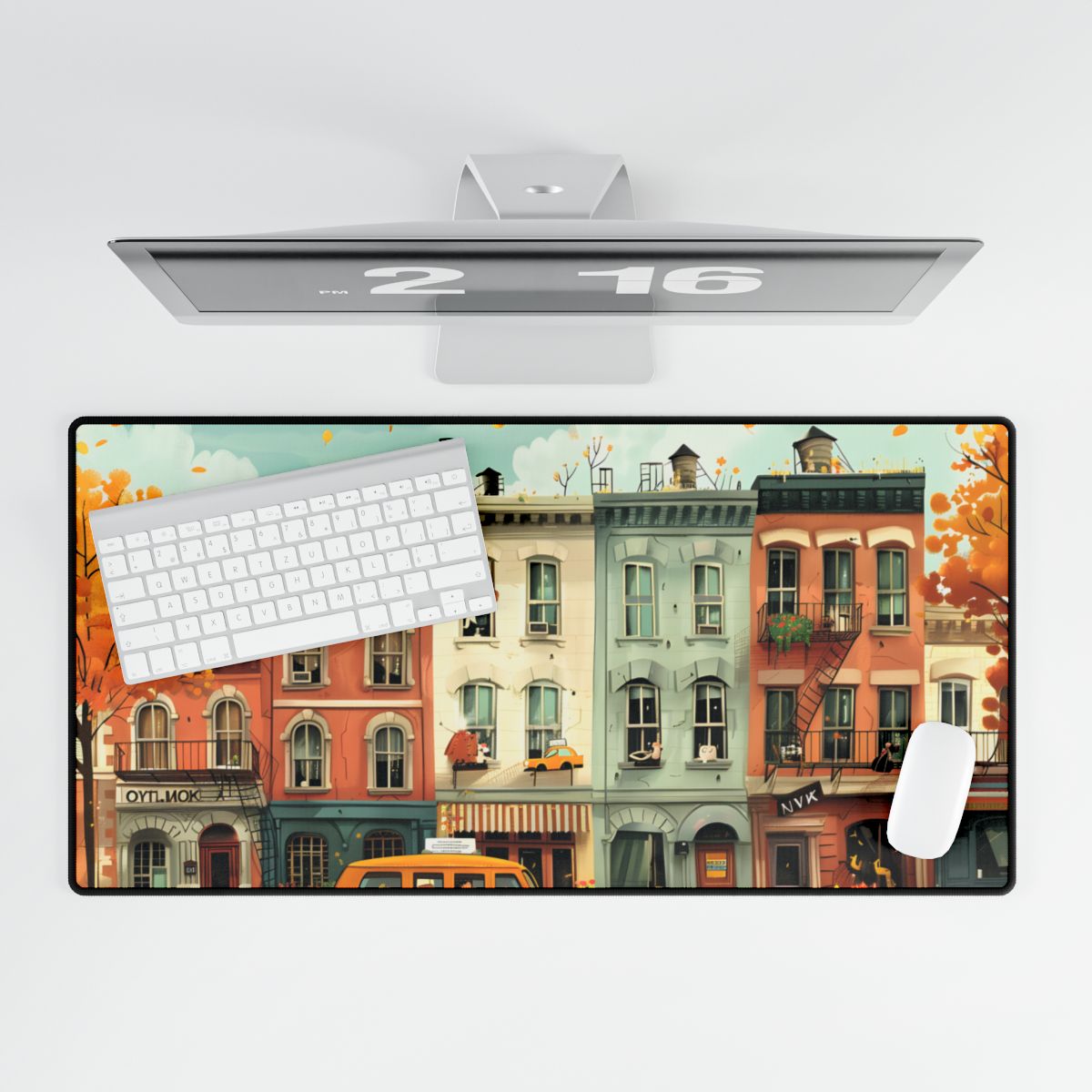 Whimsical Yellow Dream: A Captivating Illustration - Desk Mat