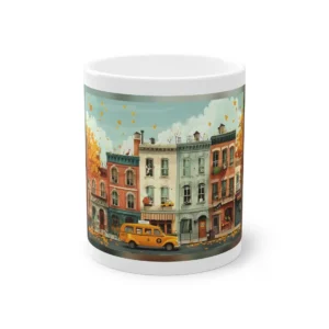 Autumn Street with Taxi Mug