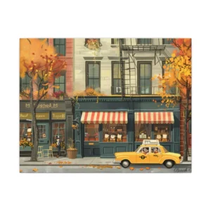 Autumn Street Café Canvas Print