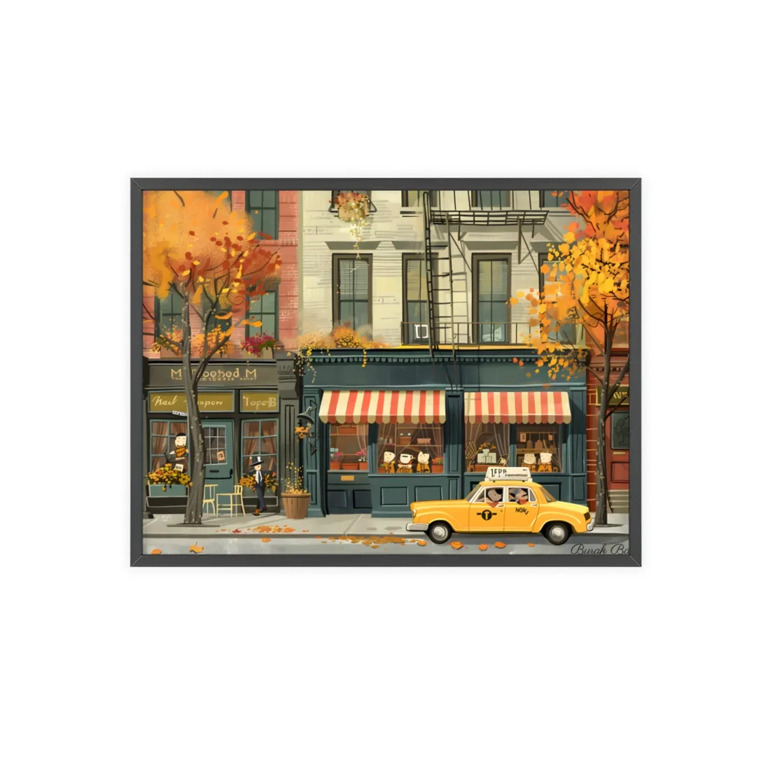 Whimsical Yellow Dreams: Playful Building Digital Art - Framed Poster